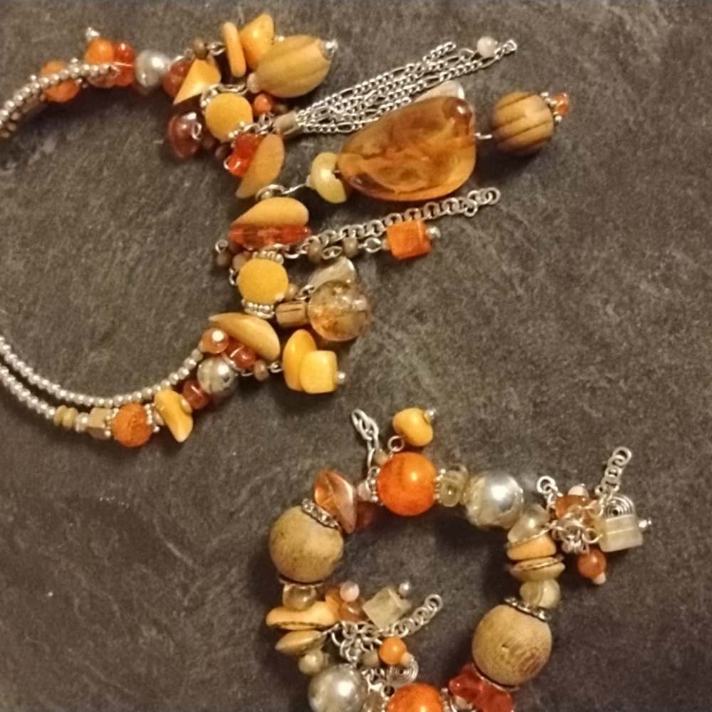 Set of necklaces and matching bracelet